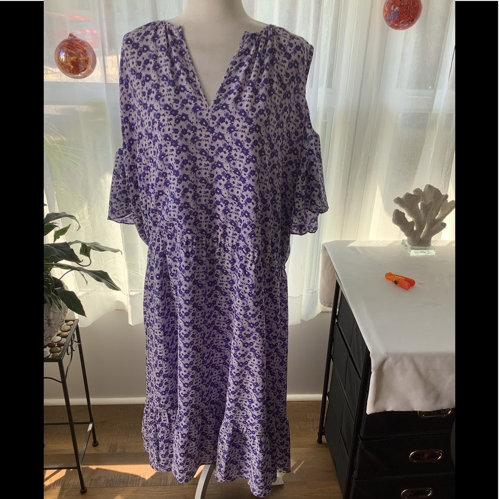 Purple Floral V-Neck Women’s Dress